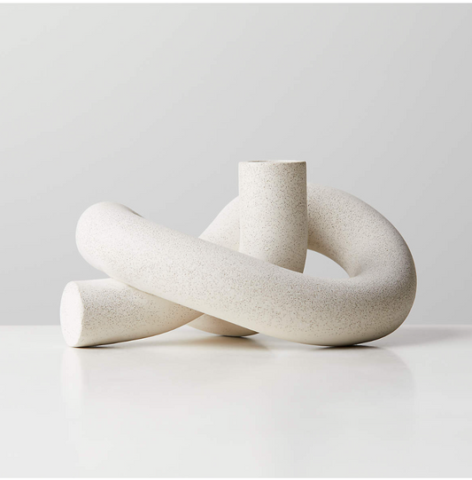 Ori Loop – Speckled Cement Candle Sculpture
