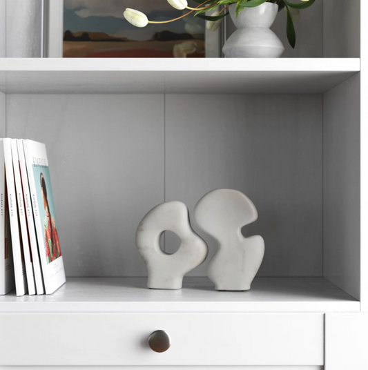 Twin Currents – Marble Puzzle Sculptures (Set of 2)