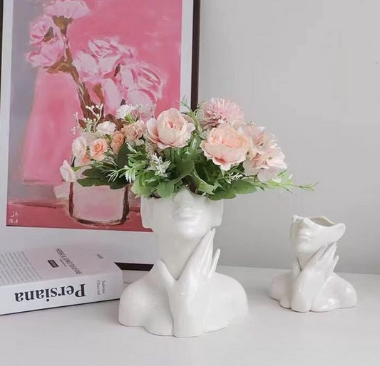 Cerise Whisper - Ceramic Face Vase