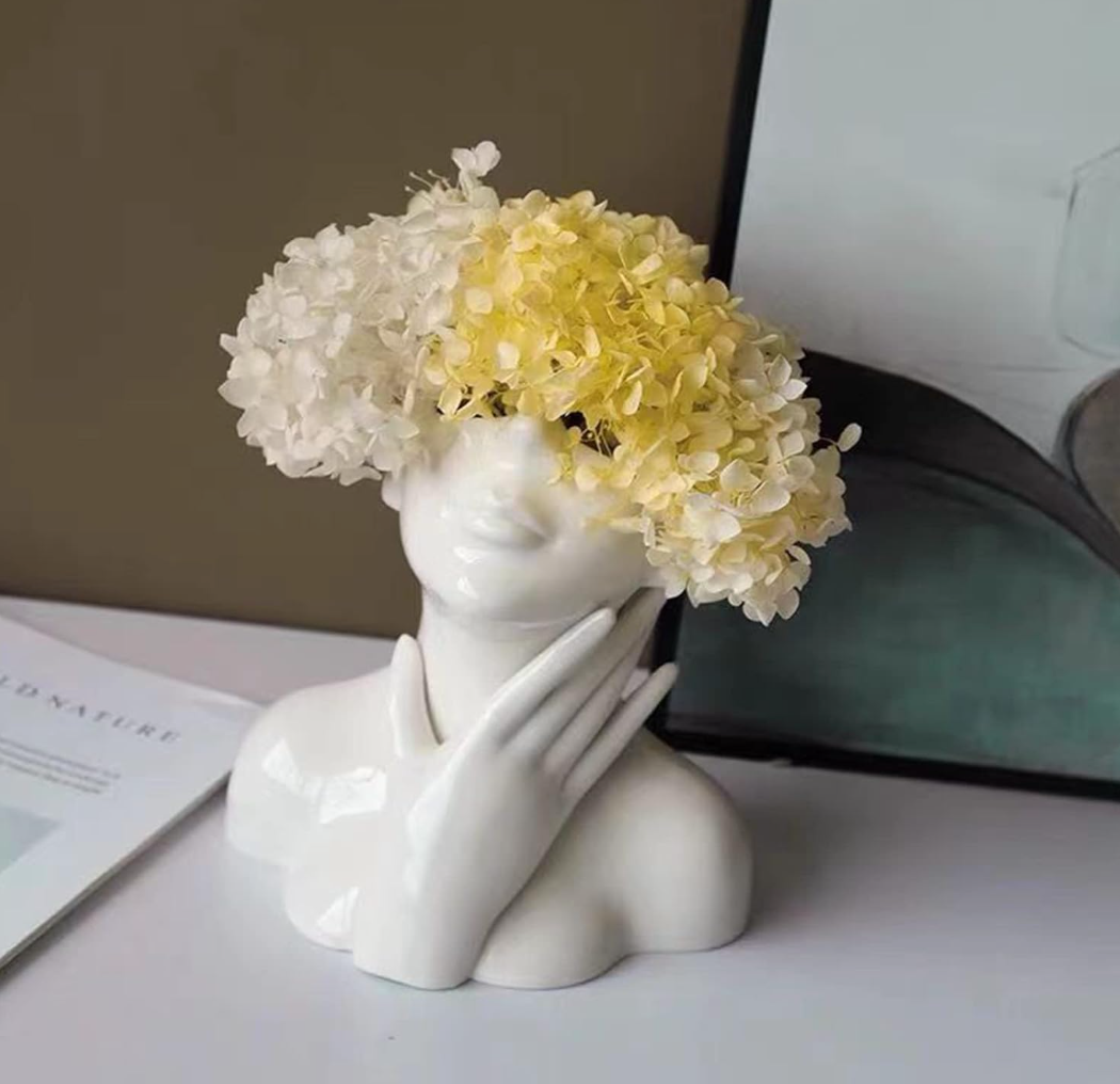 Cerise Whisper - Ceramic Face Vase