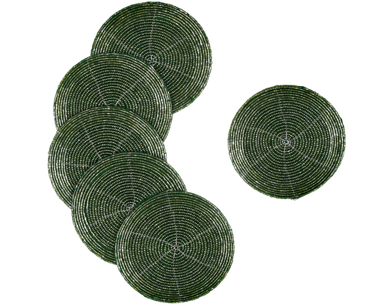 Emerald Halo | Beaded Wire Coaster Set