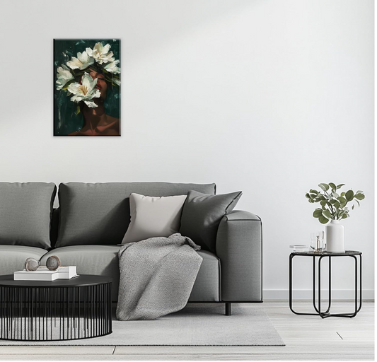 Bloom Essence – Black Woman Floral Wall Art