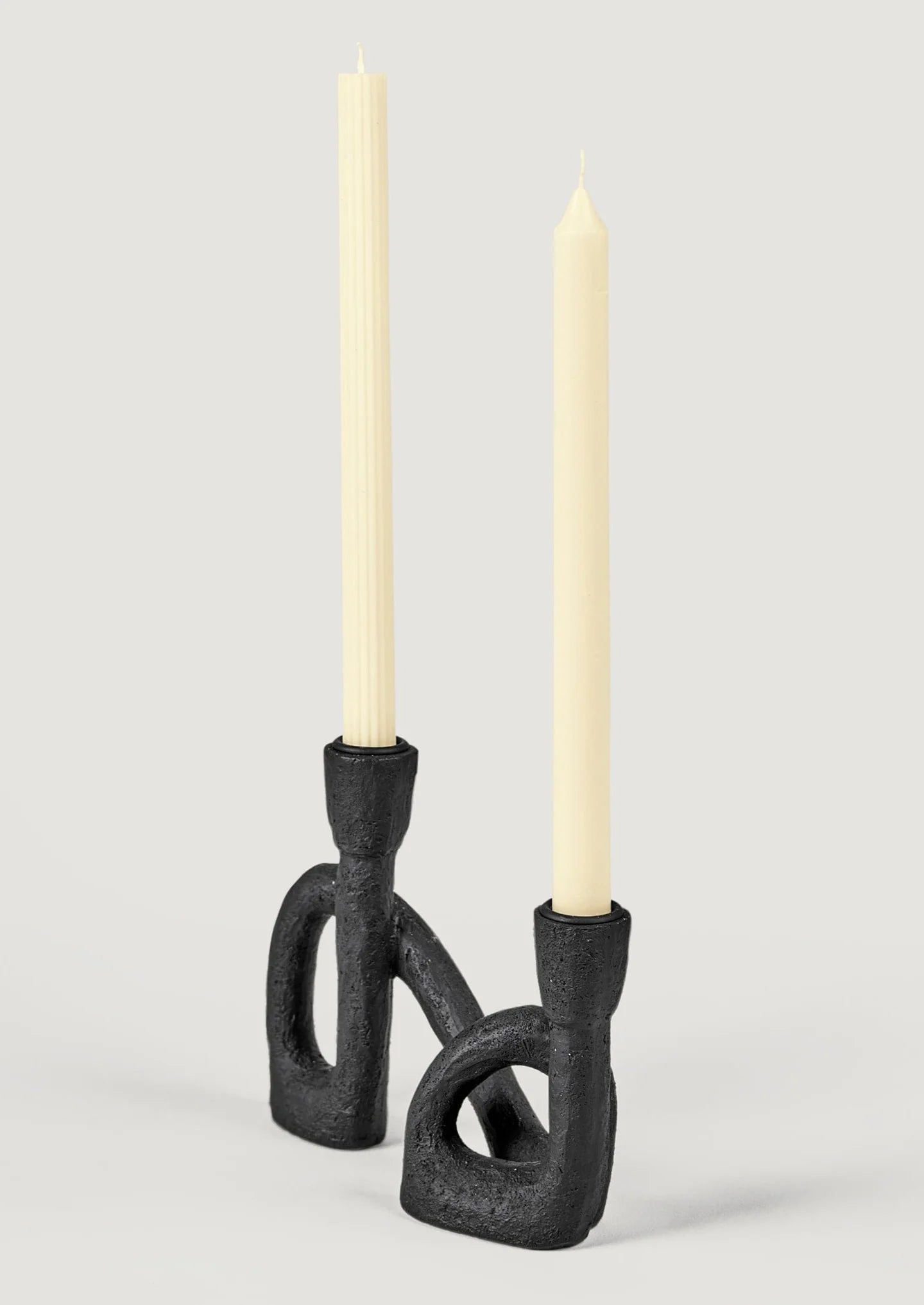 Zali Double Taper Candle Holder — Black