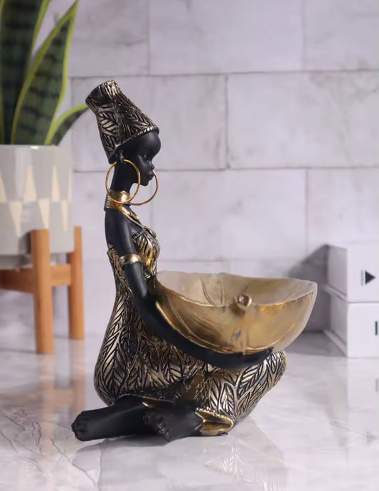 Nubian Grace Sculpture -Decorative Bowl