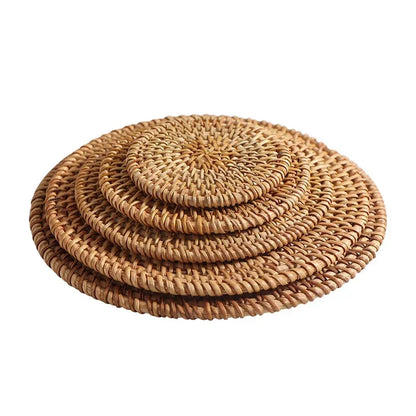 Talu – Handwoven Rattan Coaster Set
