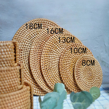 Talu – Handwoven Rattan Coaster Set