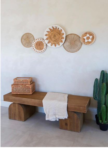 Soléa Woven Wall Art Set – 5pc Boho Rattan Decor