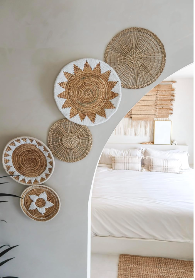 Soléa Woven Wall Art Set – 5pc Boho Rattan Decor