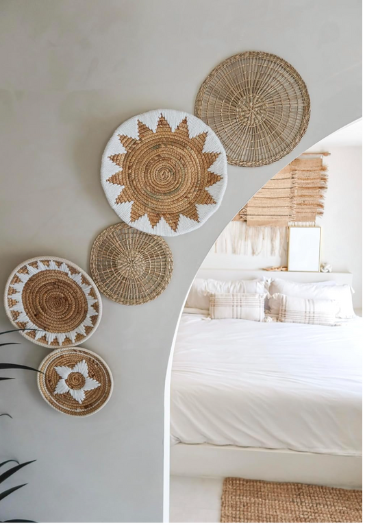 Soléa Woven Wall Art Set – 5pc Boho Rattan Decor