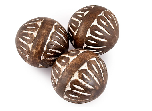 Obolo – Carved Wood Accent Ball Set