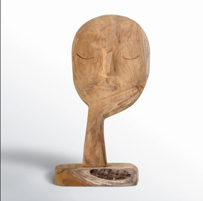 Tranquil Tɛm – Handcrafted Teak Figurine