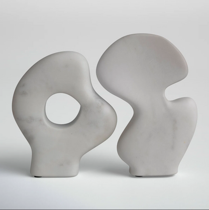 Twin Currents – Marble Puzzle Sculptures (Set of 2)