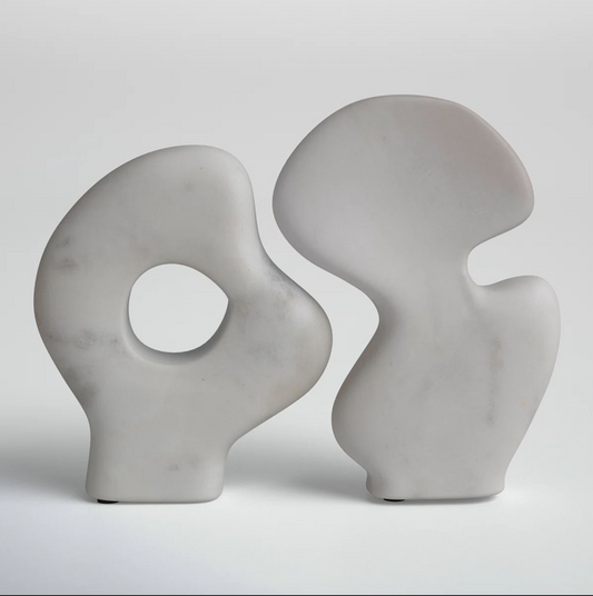 Twin Currents – Marble Puzzle Sculptures (Set of 2)