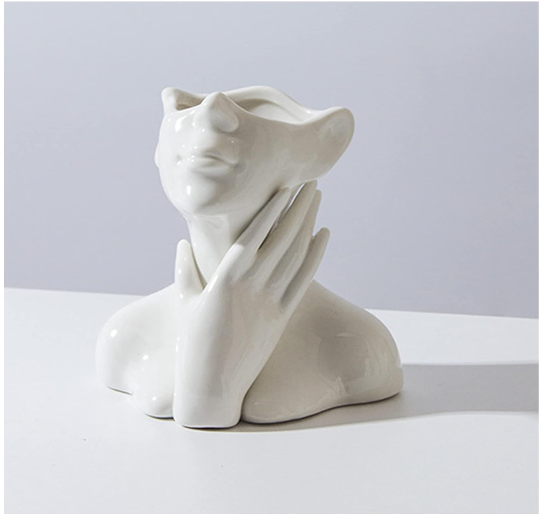 Cerise Whisper - Ceramic Face Vase