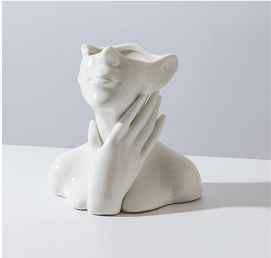 Cerise Whisper - Ceramic Face Vase