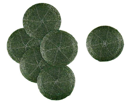 Emerald Halo | Beaded Wire Coaster Set