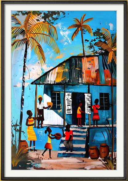 Santi Village" – Afro-Caribbean Coastal Art Print