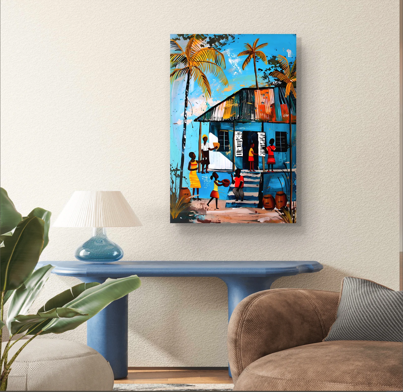 Santi Village" – Afro-Caribbean Coastal Art Print