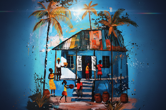 Santi Village" – Afro-Caribbean Coastal Art Print