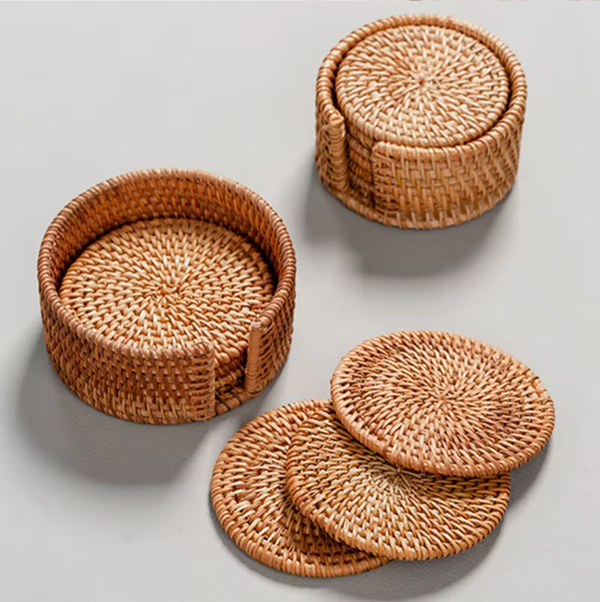 Talu – Handwoven Rattan Coaster Set
