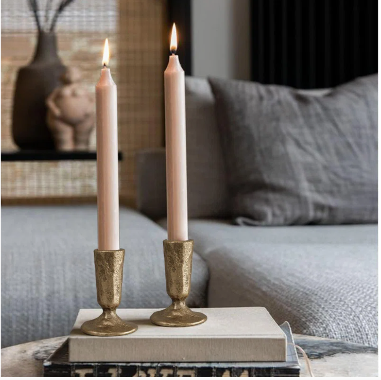 Amara Flow – Sculptural Brass Candle Holders