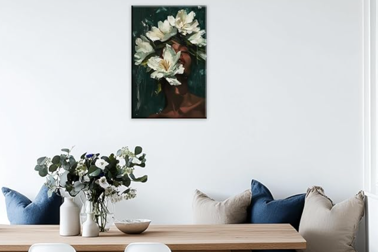 Bloom Essence – Black Woman Floral Wall Art